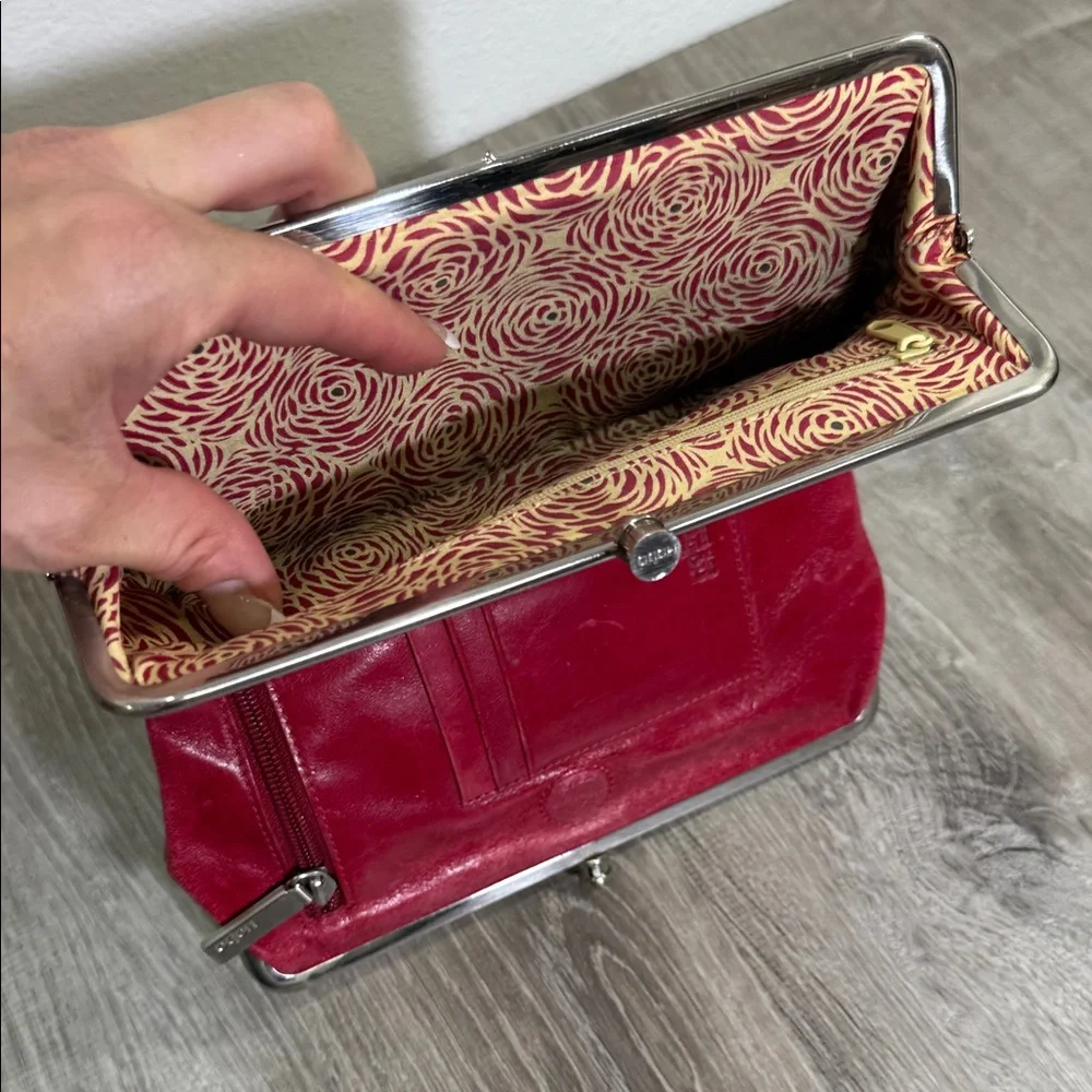 HOBO Red Leather Clutch with Silver Accents